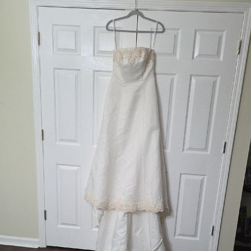David's Bridal White Gown with Lace Details